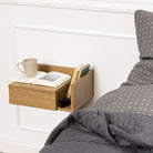 Ashlan Floating Wall Mounted Square Bedside Table With 1 Drawer In Oak - Price Crash Furniture