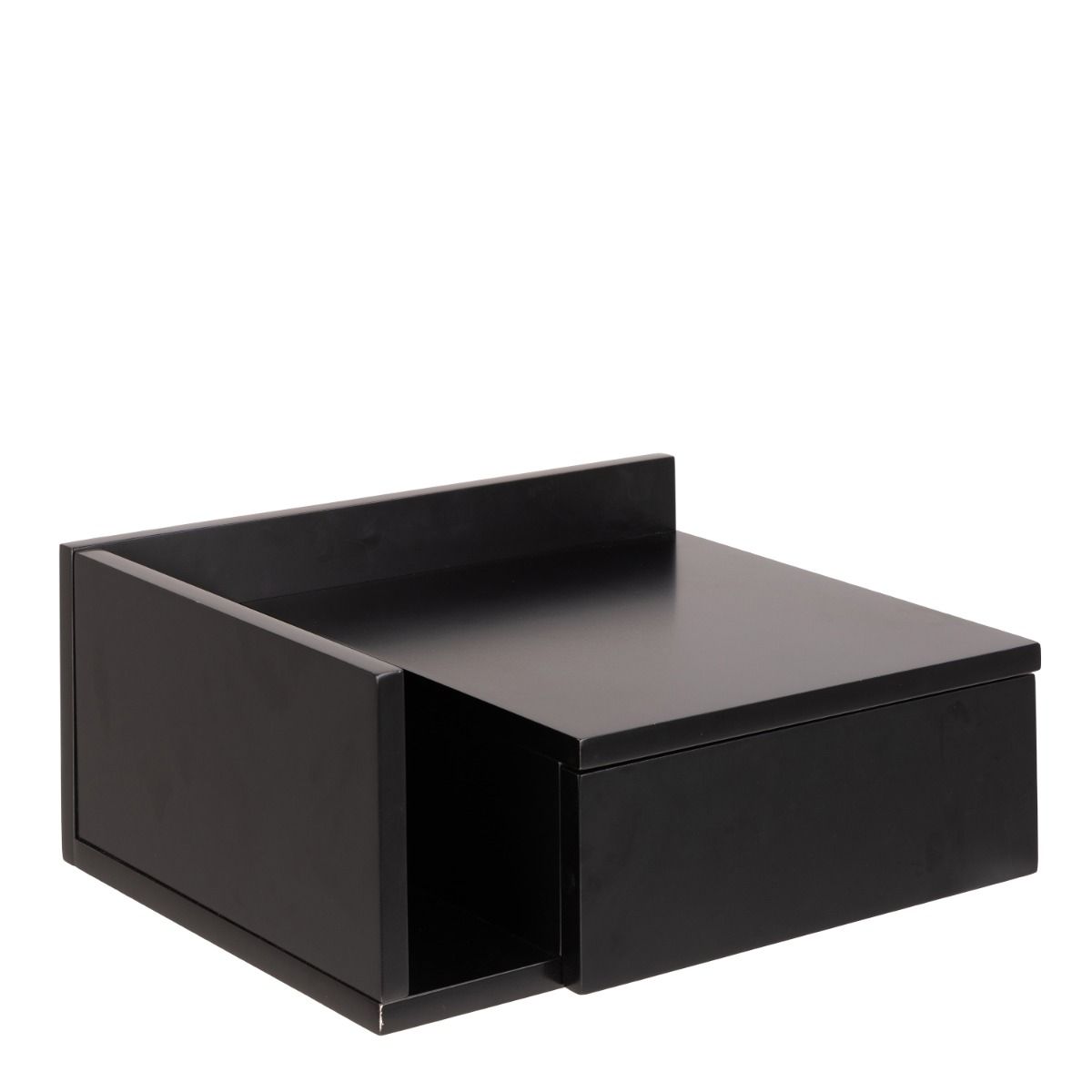 Ashlan Floating Wall Mounted 1 Drawer Bedside Table In Black - Price Crash Furniture