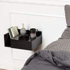 Ashlan Floating Wall Mounted 1 Drawer Bedside Table In Black - Price Crash Furniture