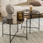 Avila Small Side Table With Brown Marble Effect - Price Crash Furniture