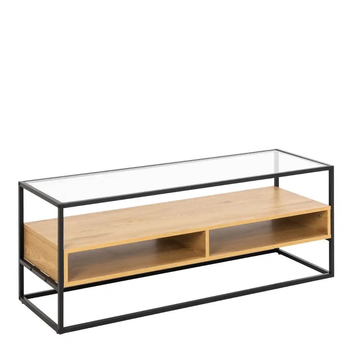 Randolf TV Stand Unit in Black And Oak - Price Crash Furniture