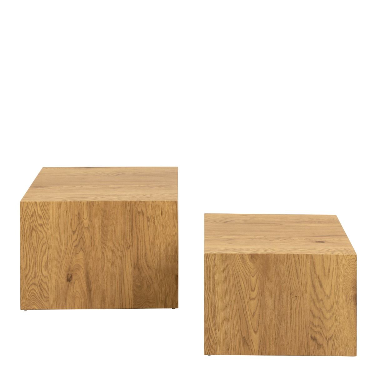 Dice Square Coffee Table Set In Oak Effect - Price Crash Furniture