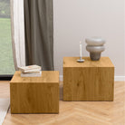 Dice Square Coffee Table Set In Oak Effect - Price Crash Furniture