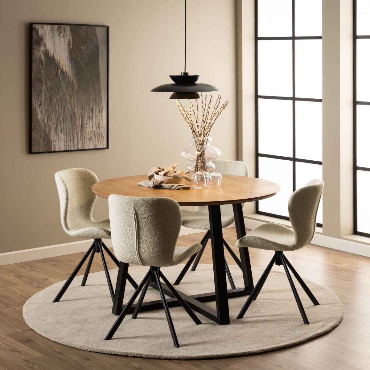 Malika 4 Seat Round Dining Table In Wild Oak - Price Crash Furniture