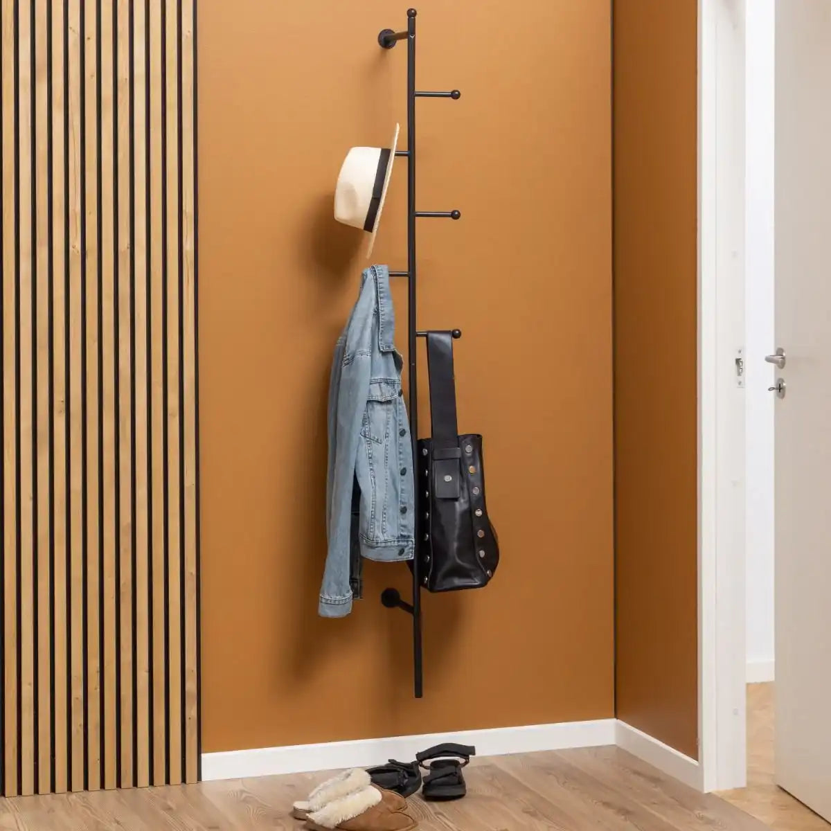 Aspen Modern Wall Mounted Coat Hanger In Black - Price Crash Furniture