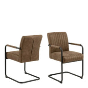 Adele Dining Chair In Light Brown Fabric Set Of 2 - Price Crash Furniture