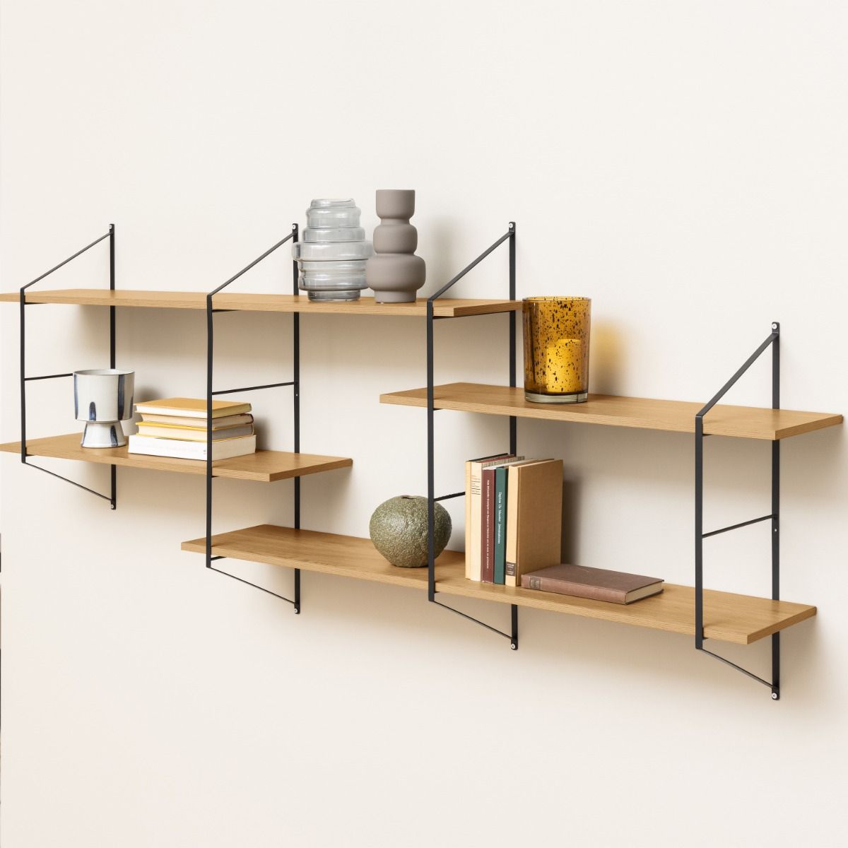 Belfast Wall Unit With 4 Shelves In Oak - Price Crash Furniture