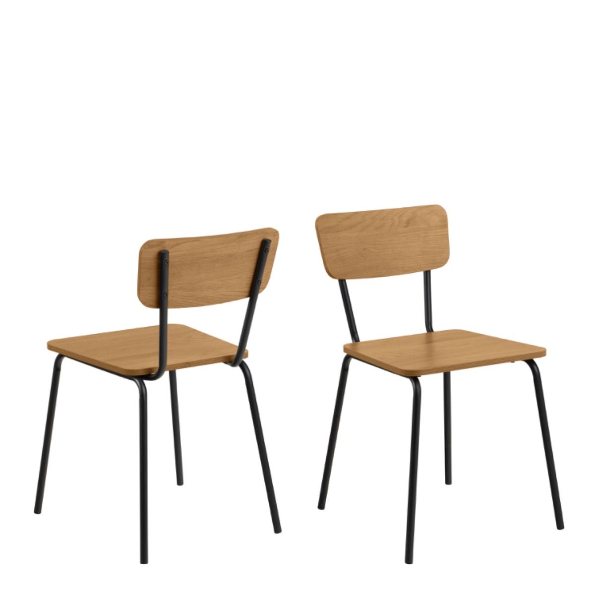 Peru Dining Chair In Steel And Oak Set Of 2 - Price Crash Furniture