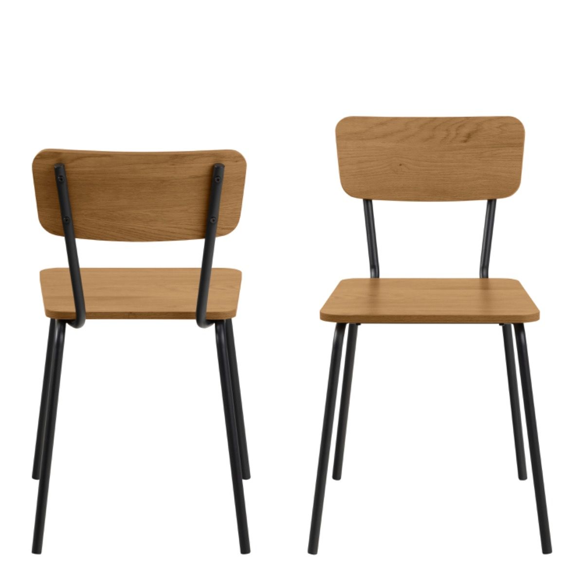 Peru Dining Chair In Steel And Oak Set Of 2 - Price Crash Furniture