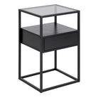 Randolf Bedside Table In Black With Smoked Glass - Price Crash Furniture