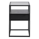 Randolf Bedside Table In Black With Smoked Glass - Price Crash Furniture