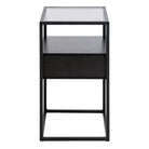 Randolf Bedside Table In Black With Smoked Glass - Price Crash Furniture