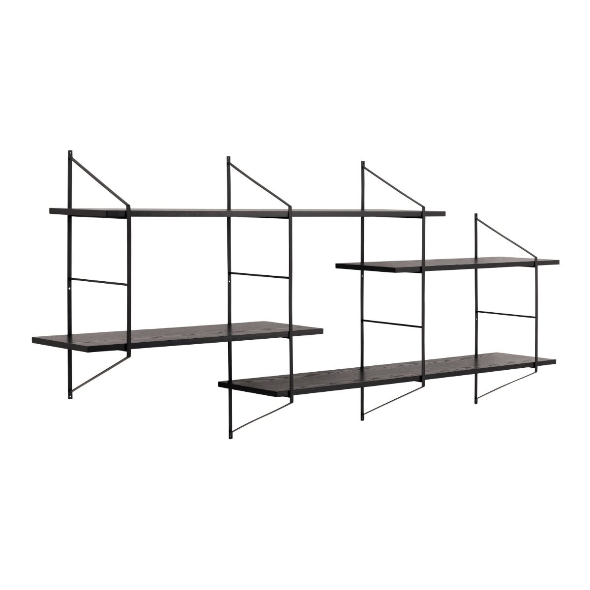 Belfast Wall Unit With 4 Shelves In Black - Price Crash Furniture