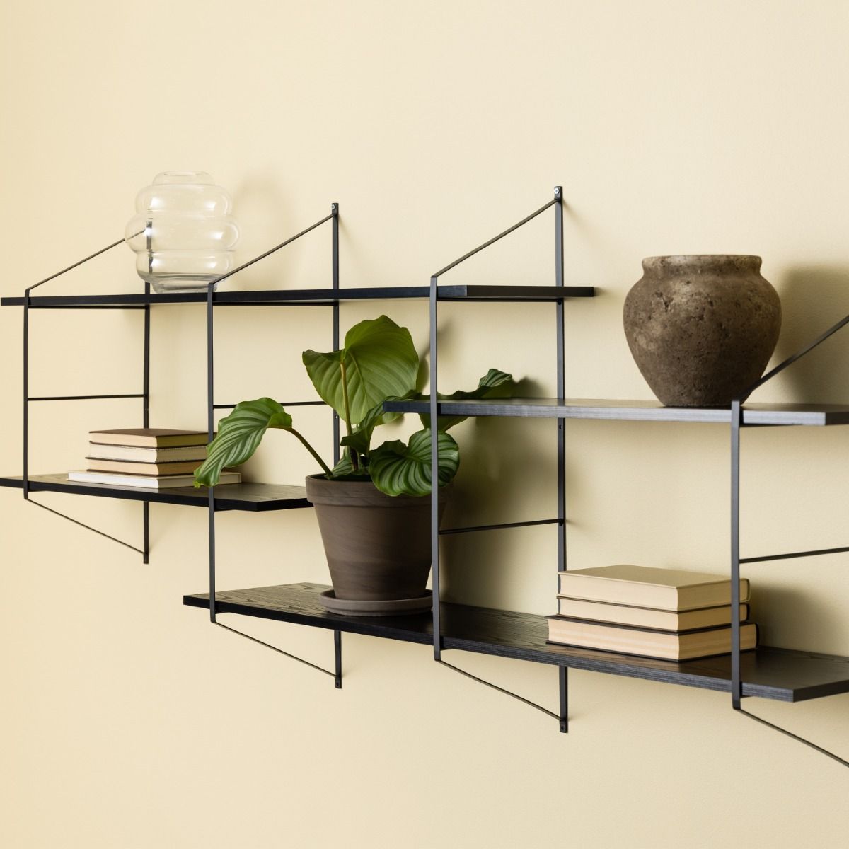 Belfast Wall Unit With 4 Shelves In Black - Price Crash Furniture