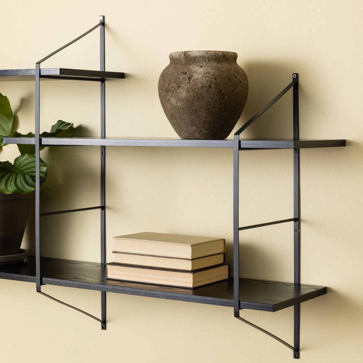 Belfast Wall Unit With 4 Shelves In Black - Price Crash Furniture