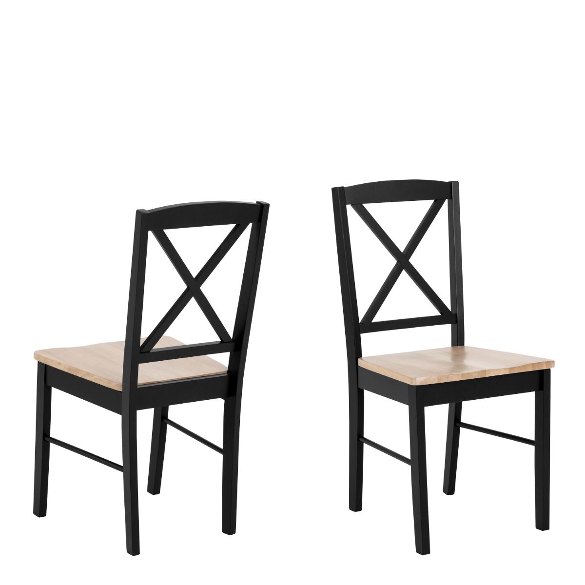 Elvira Dining Chair In Black And Oak Set Of 2 - Price Crash Furniture