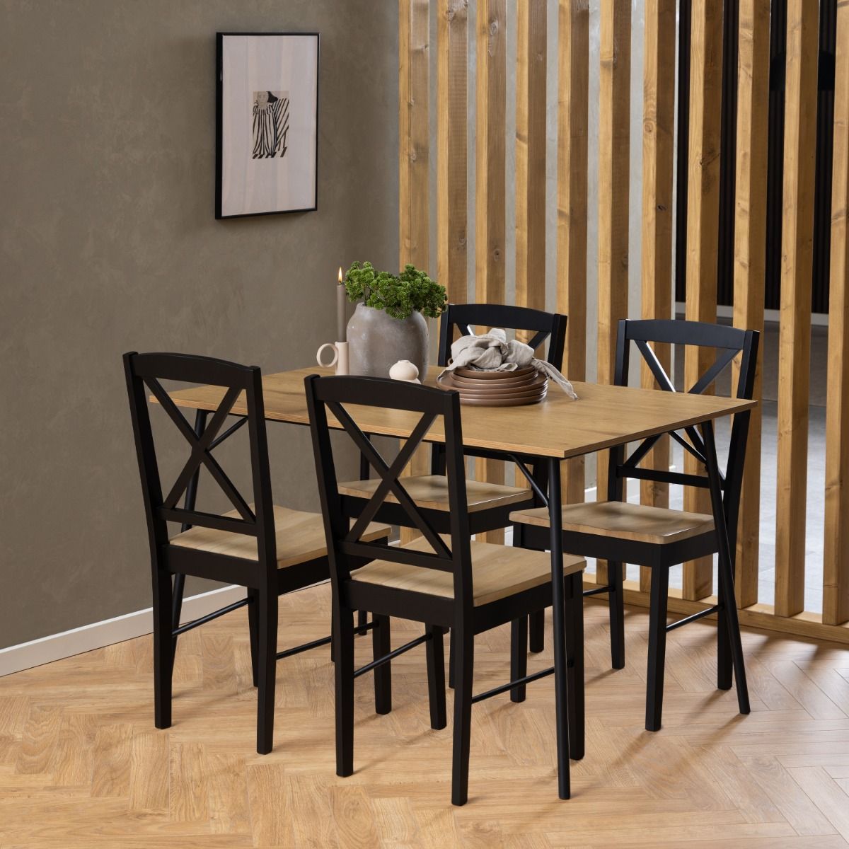 Elvira Dining Chair In Black And Oak Set Of 2 - Price Crash Furniture