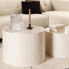 Dice Round Coffee Table Set In Light Travertine Effect - Price Crash Furniture