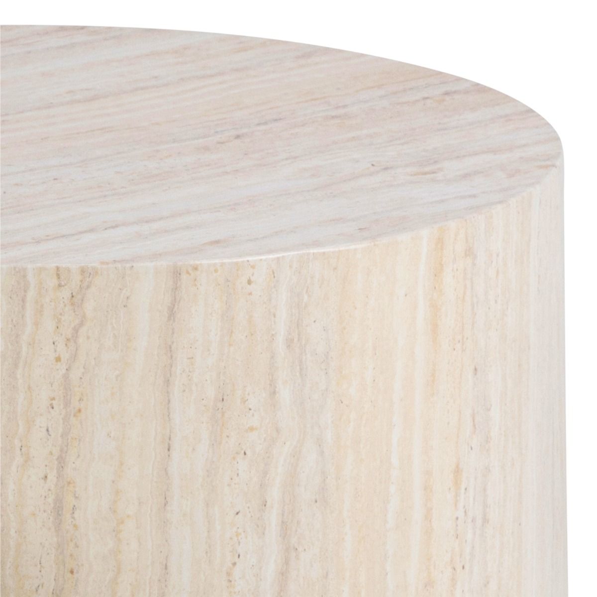 Dice Round Coffee Table Set In Light Travertine Effect - Price Crash Furniture