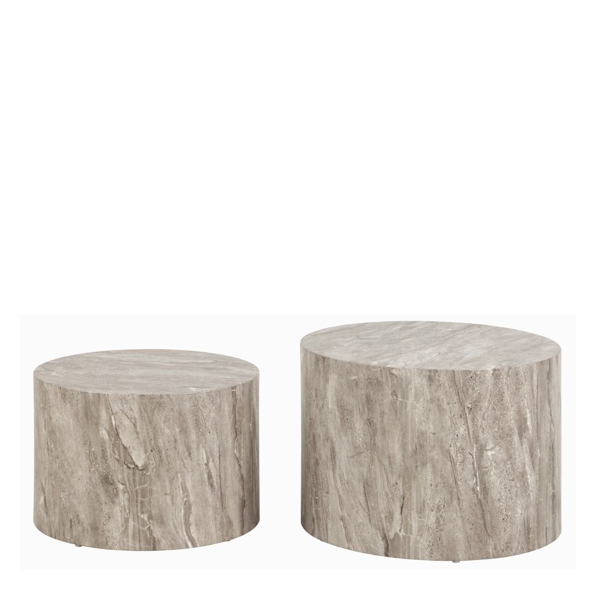 Dice Round Coffee Table Set In Grey Marble Effect - Price Crash Furniture