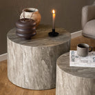 Dice Round Coffee Table Set In Grey Marble Effect - Price Crash Furniture