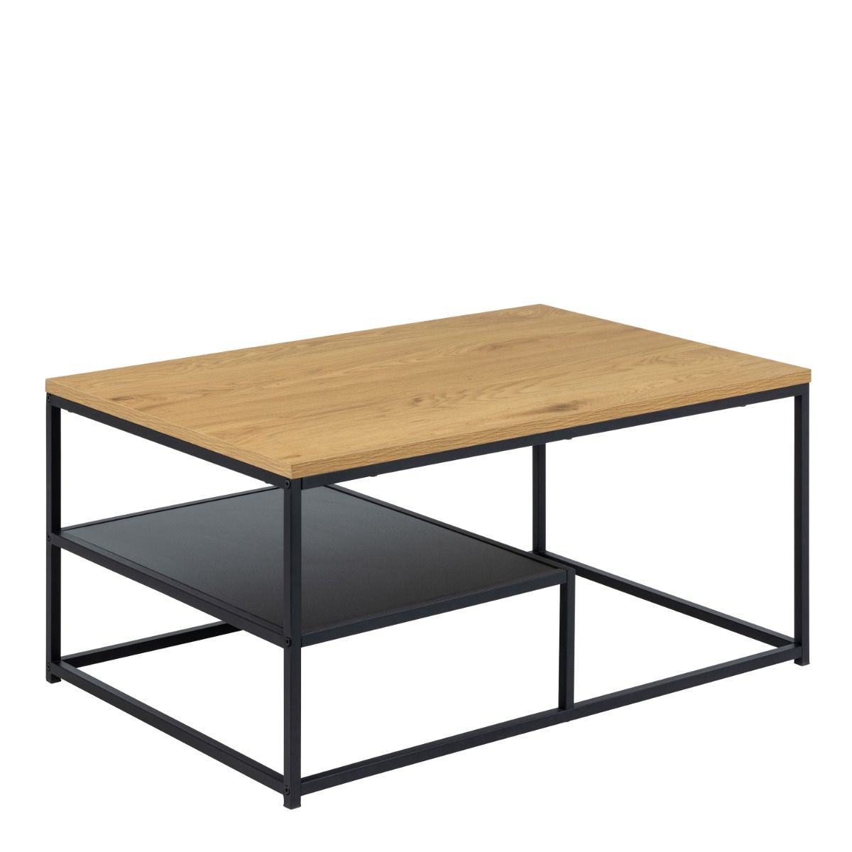 Gila Industrial Style Coffee Table With Open Shelf In Oak - Price Crash Furniture