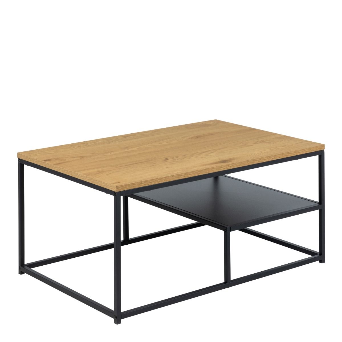 Gila Industrial Style Coffee Table With Open Shelf In Oak - Price Crash Furniture