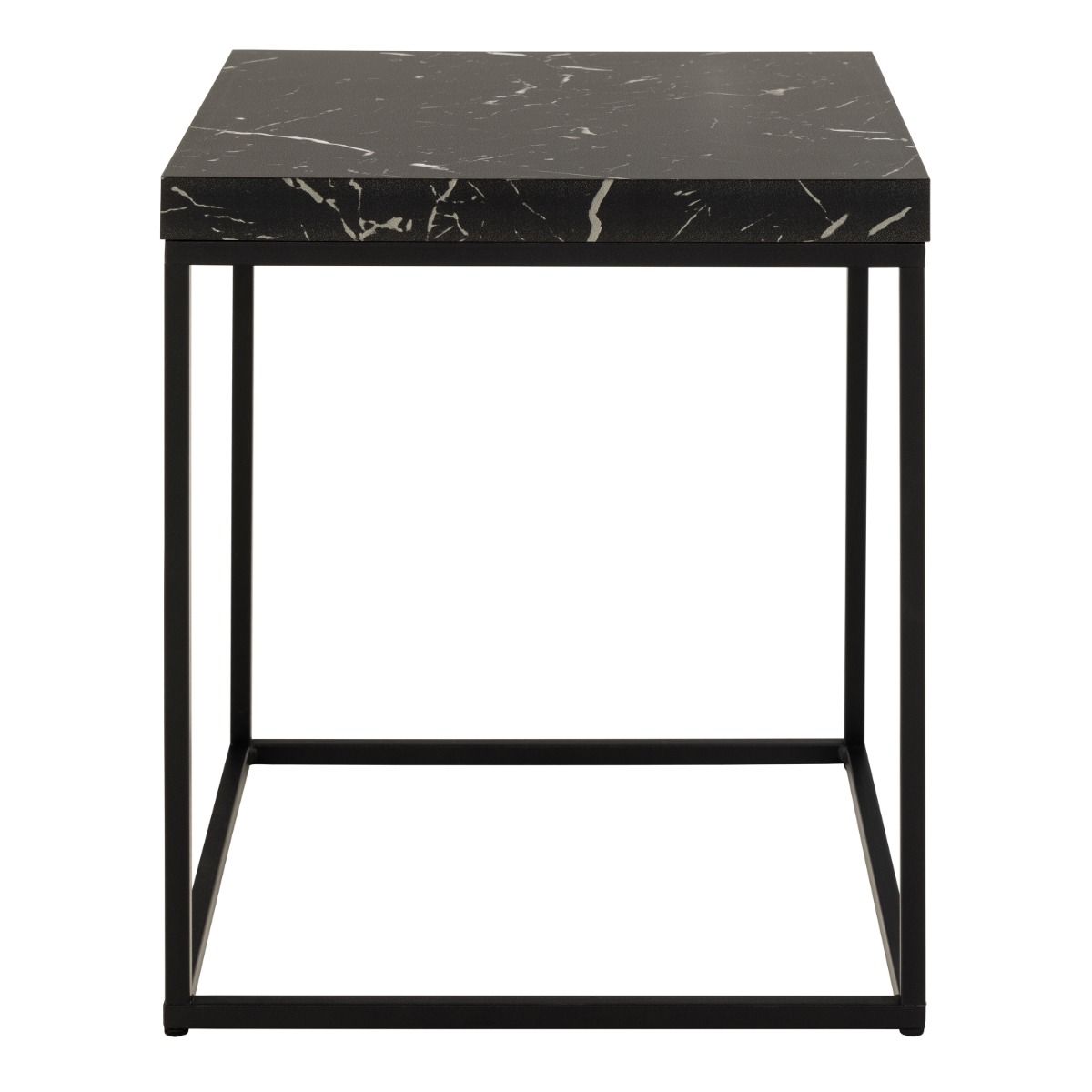 Barossa Square Coffee Table With Black Marble Effect & Black Steel - Price Crash Furniture