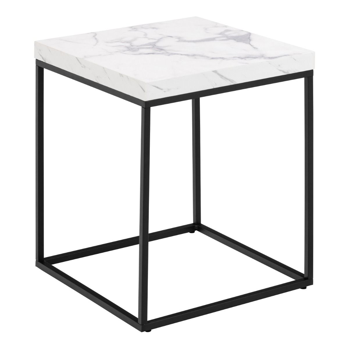 Barossa Square Coffee Table White Marble Effect & Black Base - Price Crash Furniture