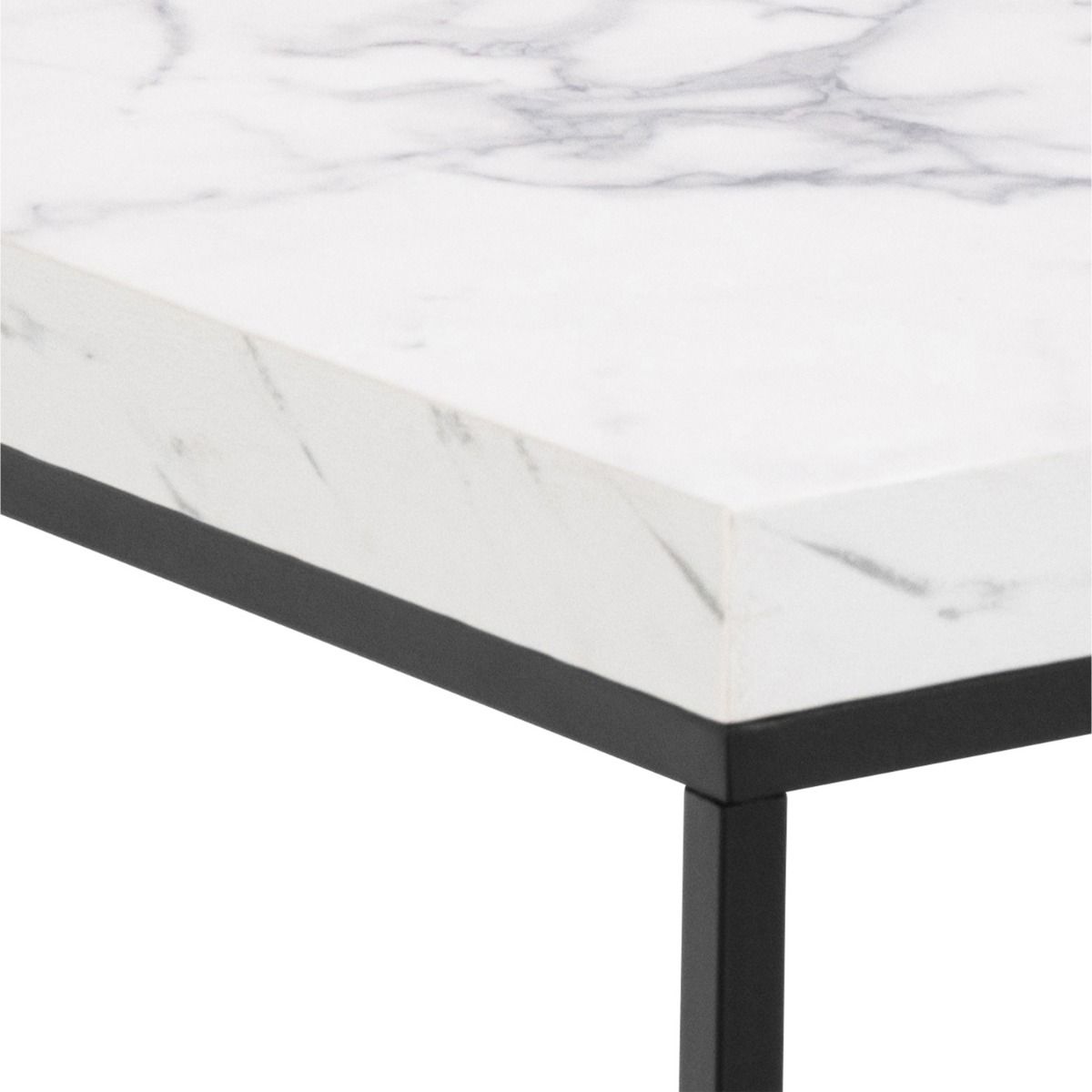 Barossa Square Coffee Table White Marble Effect & Black Base - Price Crash Furniture