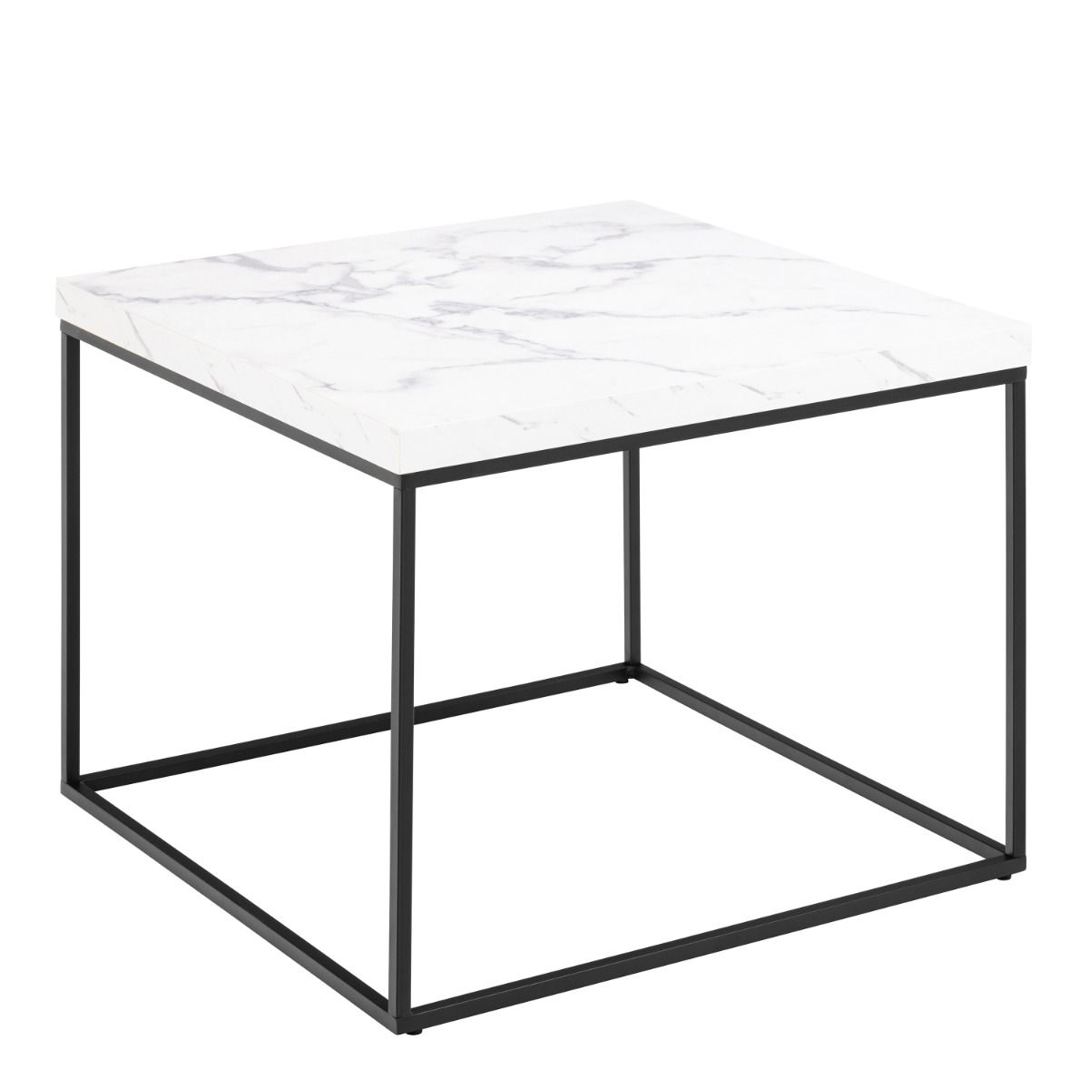 Barossa Large Square Coffee Table White Marble Effect & Black - Price Crash Furniture