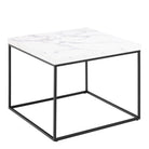 Barossa Large Square Coffee Table White Marble Effect & Black - Price Crash Furniture