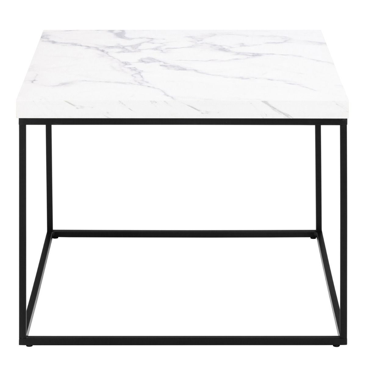 Barossa Large Square Coffee Table White Marble Effect & Black - Price Crash Furniture