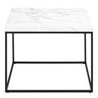 Barossa Large Square Coffee Table White Marble Effect & Black - Price Crash Furniture