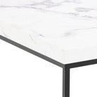 Barossa Large Square Coffee Table White Marble Effect & Black - Price Crash Furniture