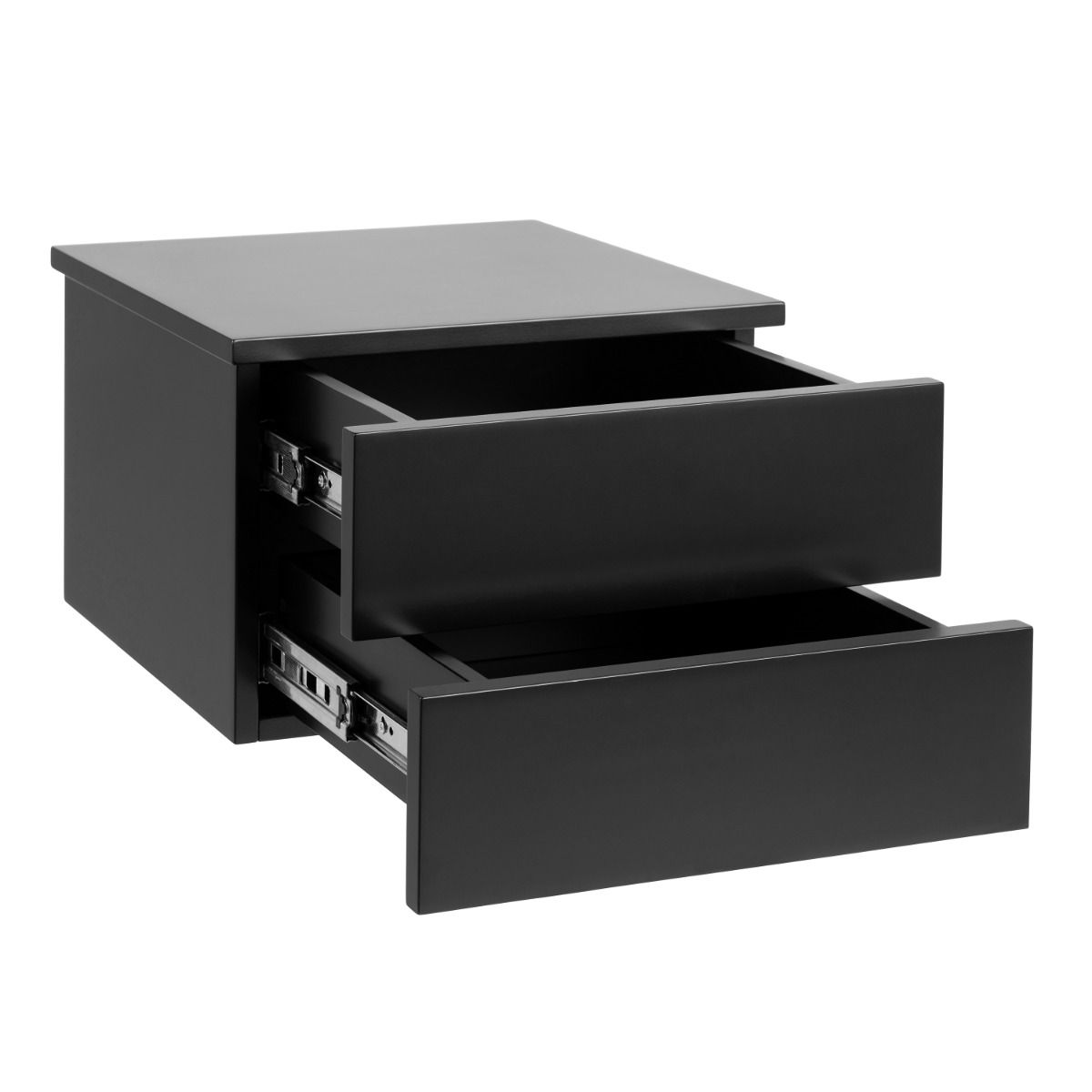 Avignon Floating Wall Mounted Bedside Table 2 Drawers In Black - Price Crash Furniture