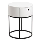 Polo Round Bedside Table In White And Black - Price Crash Furniture