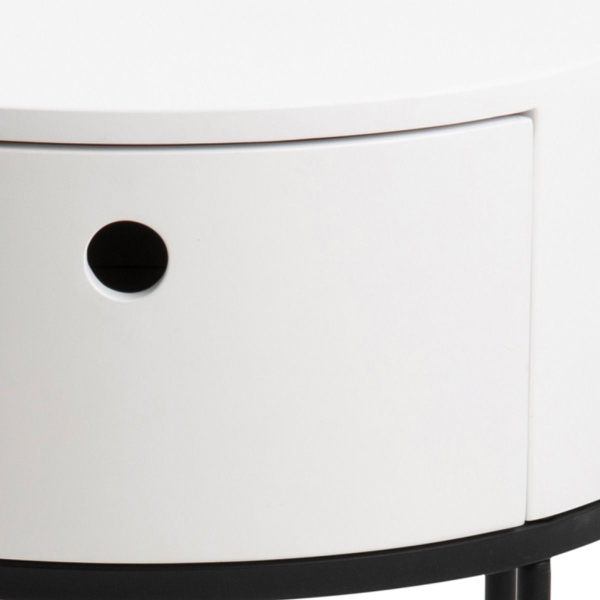 Polo Round Bedside Table In White And Black - Price Crash Furniture