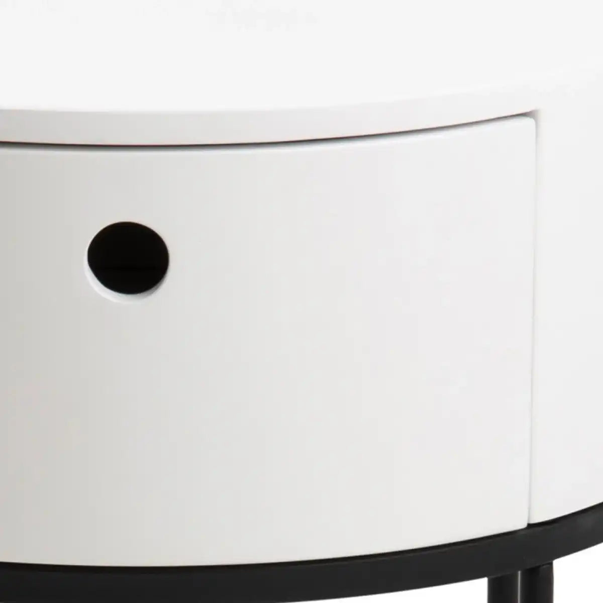 Polo Retro Round Bedside Table In White & Black - Price Crash Furniture