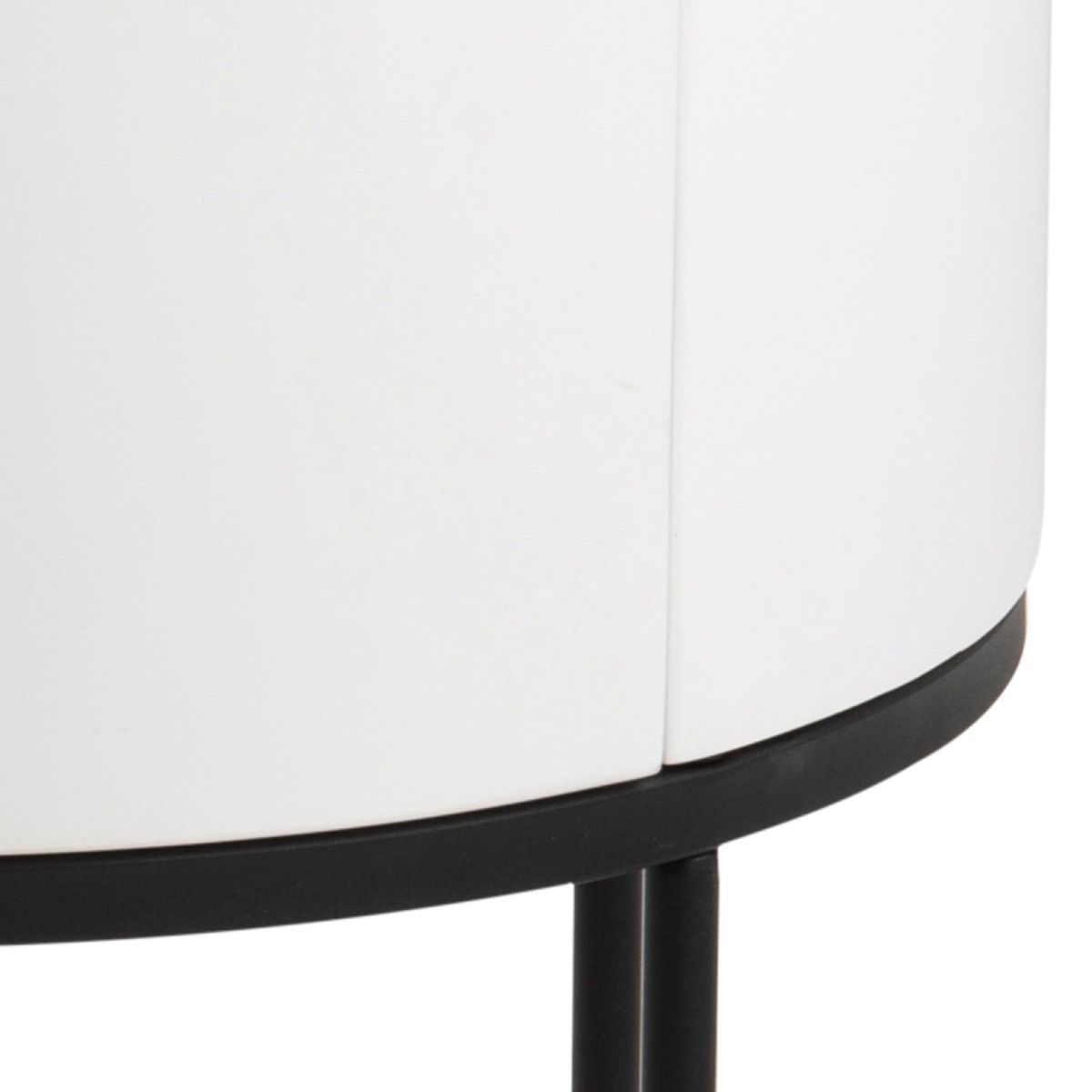 Polo Round Bedside Table In White And Black - Price Crash Furniture