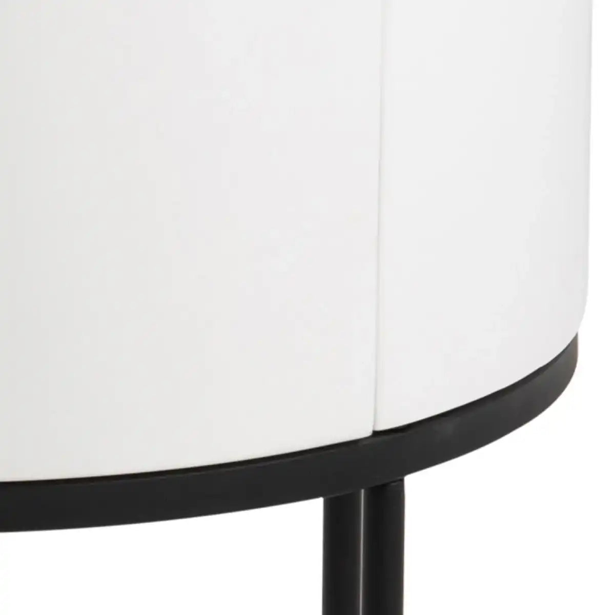 Polo Retro Round Bedside Table In White & Black - Price Crash Furniture