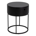 Polo Round Bedside Table In Black - Price Crash Furniture