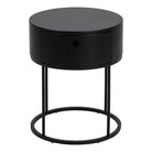 Polo Round Bedside Table In Black - Price Crash Furniture