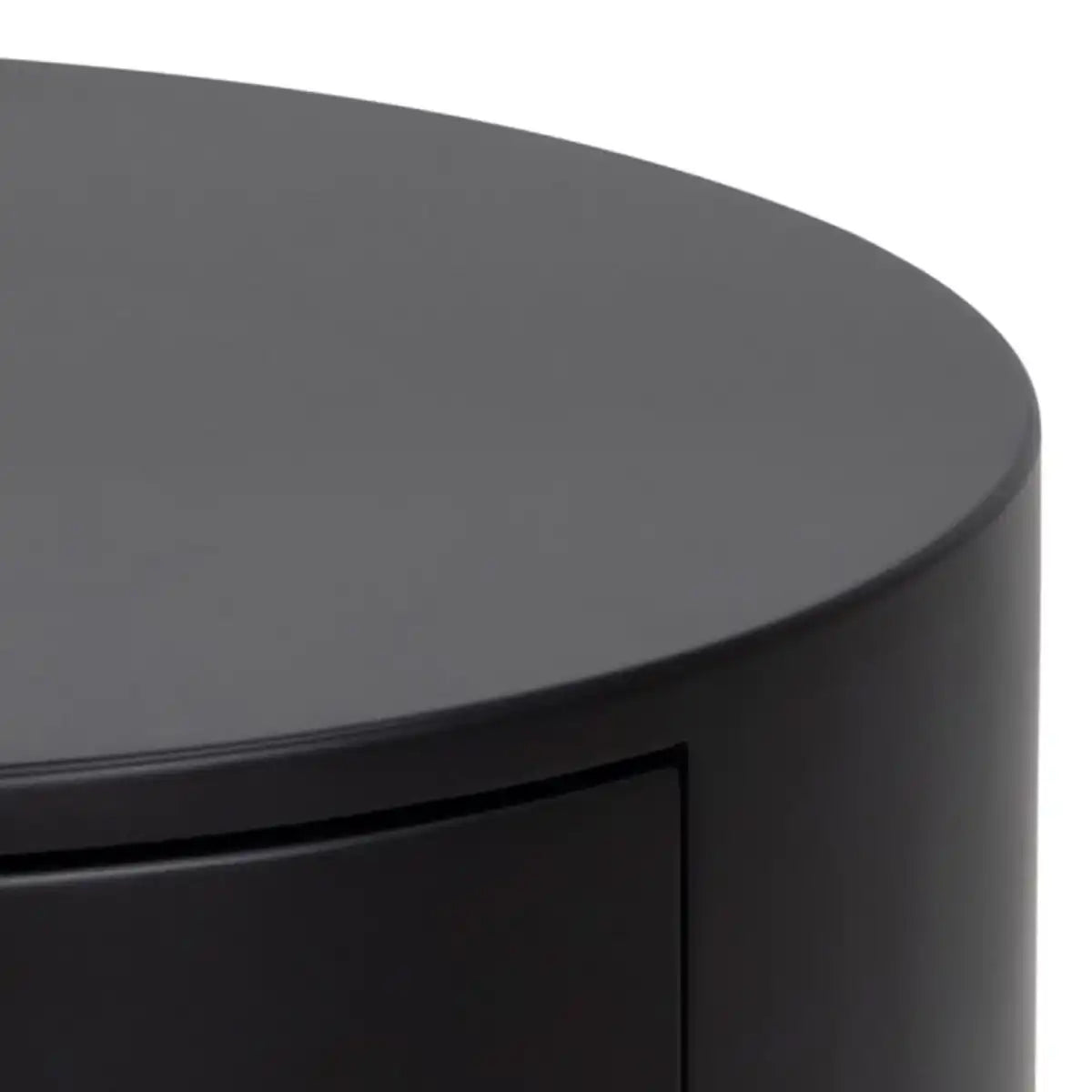 Polo Retro Round Bedside Table Cabinet In Black - Price Crash Furniture