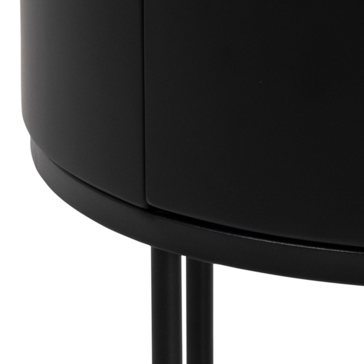 Polo Round Bedside Table In Black - Price Crash Furniture