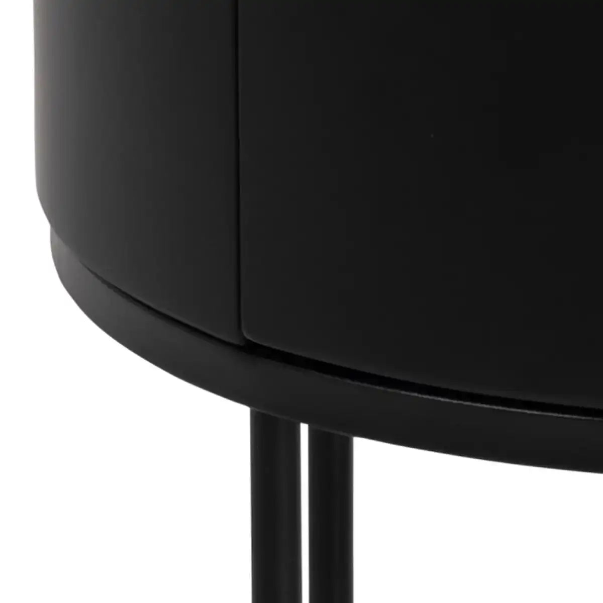 Polo Retro Round Bedside Table Cabinet In Black - Price Crash Furniture