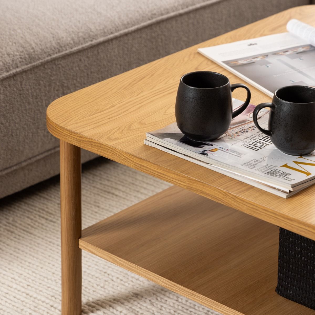 Banbury Retro Vintage Style Square Coffee Table In Oak - Price Crash Furniture