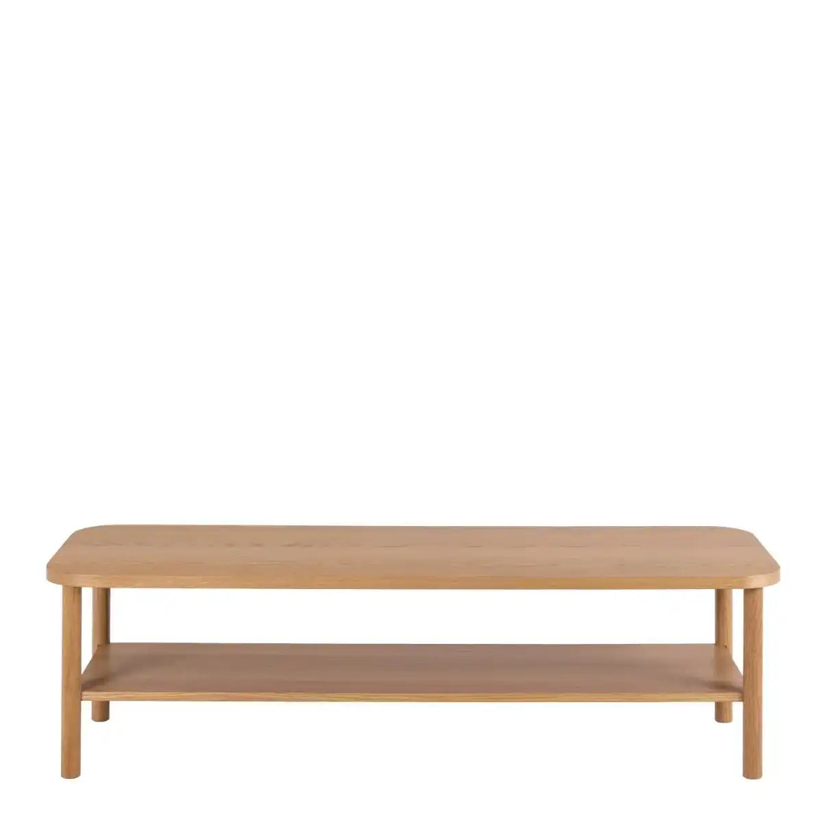 Banbury Retro Style Coffee Table With Shelf In Oak - Price Crash Furniture