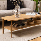 Banbury Retro Style Coffee Table With Shelf In Oak - Price Crash Furniture