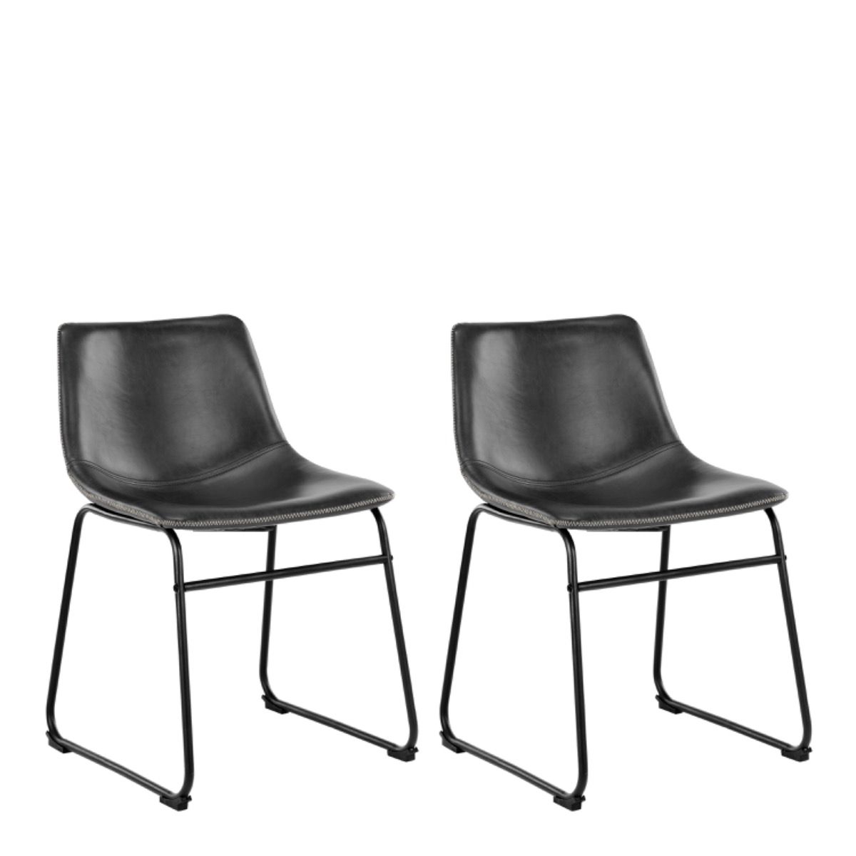 I_Oregon Dining Chair In Black With Cream Stitching Set Of 2 - Price Crash Furniture